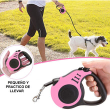 Cargar imagen en el visor de la galería, Correa Retráctil Mascotas Rosa 5M Con Botón de Freno y Bloqueo SJ-188