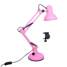 Cargar imagen en el visor de la galería, Lámpara Escritorio Con Brazo Oscilante Base y Prensa Rosa