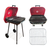 Cargar imagen en el visor de la galería, Asador Parrilla A Carbón Con Tapa Y Ruedas Portátil BBQ KL-041