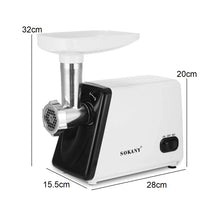 Cargar imagen en el visor de la galería, Molino De Carne Eléctrico Acero Inoxidable 2500W Con Embutidor Sokany SK-312