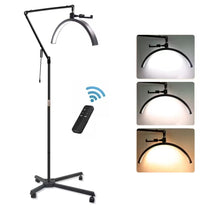 Cargar imagen en el visor de la galería, Lampara Media Luna Profesional 36w Ruedas Soporte Control Negro