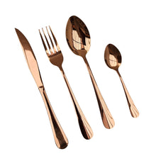 Cargar imagen en el visor de la galería, Juego Cubiertos Estuche Huevo 24 Piezas Acero Inoxidable Oro Rosa