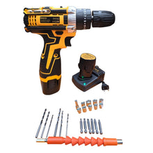 Cargar imagen en el visor de la galería, Taladro Inalámbrico Kit Doble Batería 18v 27 Piezas Base De Carga DOT-18V-D