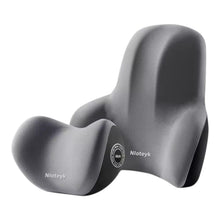 Cargar imagen en el visor de la galería, Set Cojín Soporte Lumbar Y Cuello E701 Silla Automóvil Oficina Gris