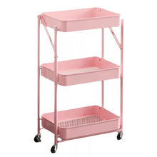 Cargar imagen en el visor de la galería, Organizador Carro Multiuso Plegable 3 Niveles Con Ruedas Rosa