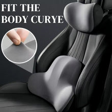 Cargar imagen en el visor de la galería, Set Cojín Soporte Lumbar Y Cuello E701 Silla Automóvil Oficina Gris