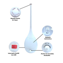 Cargar imagen en el visor de la galería, Humidificador Aroma 3 Litros Luces Led 11H Por Tanque XY-10B Blanco