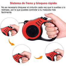 Cargar imagen en el visor de la galería, Correa Retráctil Mascotas Rojo 5M Con Botón de Freno y Bloqueo SJ-188