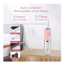 Cargar imagen en el visor de la galería, Irrigador Oral Rosado 4 Boquillas A8 Limpieza Dental Inalambrico