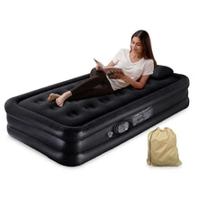 Cargar imagen en el visor de la galería, Colchón Inflable Sencillo Negro 198 x 100 x 40cm Inflador Eléctrico Inalambrico