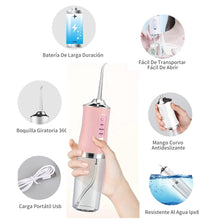Cargar imagen en el visor de la galería, Irrigador Oral Rosado 4 Boquillas A8 Limpieza Dental Inalambrico