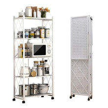 Cargar imagen en el visor de la galería, Estante Plegable Metálico Ruedas 150x65x34 Blanco MU-OR4