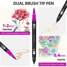 Cargar imagen en el visor de la galería, Marcadores Doble Punta Pincel Micropunta 60Unidades Estuche