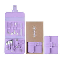 Cargar imagen en el visor de la galería, Set Manicure Pedicure Y Cuidado Facil Kit 16 Piezas + Estuche Lila