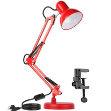 Cargar imagen en el visor de la galería, Lámpara de Escritorio Con Brazo Oscilante Base y Prensa Roja
