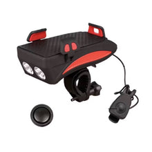 Cargar imagen en el visor de la galería, Linterna Para Bicicleta Con Soporte Celular Power Bank Pito