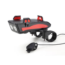 Cargar imagen en el visor de la galería, Linterna Para Bicicleta Con Soporte Celular Power Bank Pito