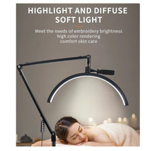 Cargar imagen en el visor de la galería, Lampara Media Luna Profesional 36w Ruedas Soporte Control Negro