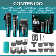 Cargar imagen en el visor de la galería, Combo Cortadora Pelo Shaver 3 En 1 Profesional V-694 Base De Carga