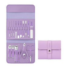 Cargar imagen en el visor de la galería, Set Manicure Pedicure Y Cuidado Facil Kit 16 Piezas + Estuche Lila