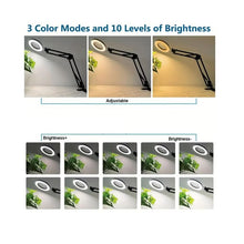 Cargar imagen en el visor de la galería, Lámpara De Lupa Led Con Base Y Prensa Ajustable Negra