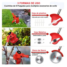 Cargar imagen en el visor de la galería, Guadaña Negra Doble Bateria 48V Kit Cuchillas Mas Llantas