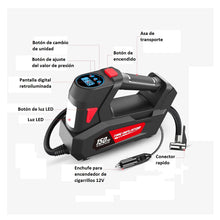 Cargar imagen en el visor de la galería, Compresor Inflador Aire 150 PSI Luz LED Pantalla C2814-1