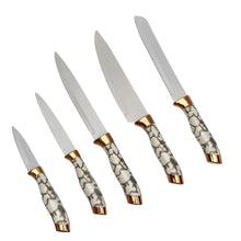 Cargar imagen en el visor de la galería, Set Cuchillos Acero Inoxidable 9 Piezas + Base Giratoria Blanco