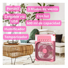 Cargar imagen en el visor de la galería, entilador Humificador CX-68 Multidireccional Luz LED Portátil Rosa