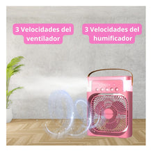 Cargar imagen en el visor de la galería, entilador Humificador CX-68 Multidireccional Luz LED Portátil Rosa