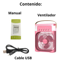 Cargar imagen en el visor de la galería, entilador Humificador CX-68 Multidireccional Luz LED Portátil Rosa