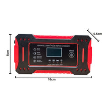 Cargar imagen en el visor de la galería, Cargador Batería Carro / Moto Carga Lenta 12V 6A Pantalla LCD Detención Inteligente
