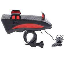 Cargar imagen en el visor de la galería, Linterna Para Bicicleta Con Soporte Celular Power Bank Pito