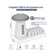 Cargar imagen en el visor de la galería, Cargador Rapido De Pared De USB 5 Puertos Lámpara De Mesa