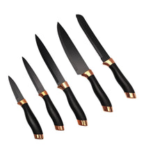 Cargar imagen en el visor de la galería, Set Cuchillos Acero Inoxidable 9 Piezas + Base Giratoria Negro