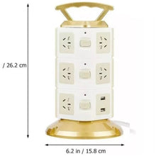 Cargar imagen en el visor de la galería, Multitoma Corriente Torre 3 Niveles X2 USB Blanco