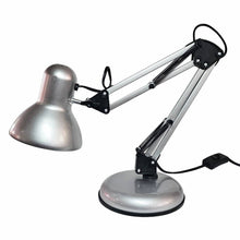 Cargar imagen en el visor de la galería, Lámpara de Escritorio Con Brazo Oscilante Base y Prensa Plateada