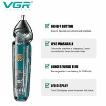 Cargar imagen en el visor de la galería, Maquina Patillera Y Nasal 2 En 1 VGR-949 inalambrica IPX6 Waterproof