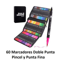 Cargar imagen en el visor de la galería, Marcadores Doble Punta Pincel Micropunta 60Unidades Estuche