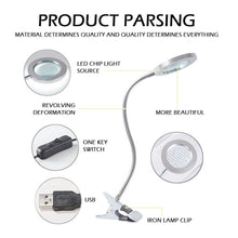 Cargar imagen en el visor de la galería, Lampara De Lupa Led Metalica Con Prensa USB