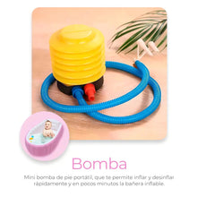 Cargar imagen en el visor de la galería, Tina Bañera Inflable Para Bebés Portátil Antideslizante + Inflador Rosa 003