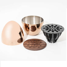 Cargar imagen en el visor de la galería, Juego Cubiertos Estuche Huevo 24 Piezas Acero Inoxidable Oro Rosa