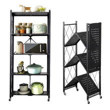 Cargar imagen en el visor de la galería, Estante Metálico Plegable Ruedas 150x65x34 Negro MU-OR4