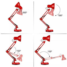 Cargar imagen en el visor de la galería, Lámpara de Escritorio Con Brazo Oscilante Base y Prensa Roja