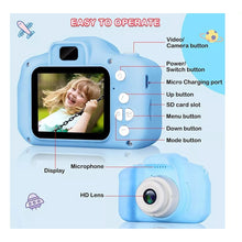 Cargar imagen en el visor de la galería, Mini Camara Niños Foto Digital Bateria Recargable Azul