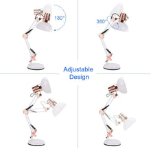 Cargar imagen en el visor de la galería, Lámparas De Escritorio De Metal Con Brazo Oscilante Blanco+Oro Rosa