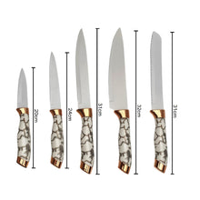 Cargar imagen en el visor de la galería, Set Cuchillos Acero Inoxidable 9 Piezas + Base Giratoria Blanco