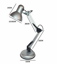 Cargar imagen en el visor de la galería, Lámpara de Escritorio Con Brazo Oscilante Base y Prensa Plateada