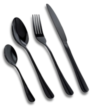 Cargar imagen en el visor de la galería, Juego Cubiertos Estuche Huevo Negro 24 Piezas Acero Inoxidable