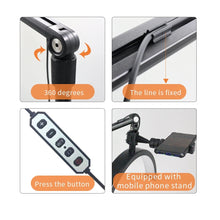 Cargar imagen en el visor de la galería, Lampara Media Luna Profesional 36w Ruedas Soporte Control Negro